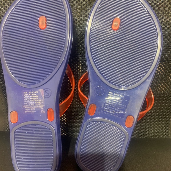 Red and Navy striped Flip Flops - Picture 4 of 5